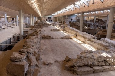 Akrotiri Arkeoloji Sitesi Müzesi kazı Fira Santorini Adası Yunanistan