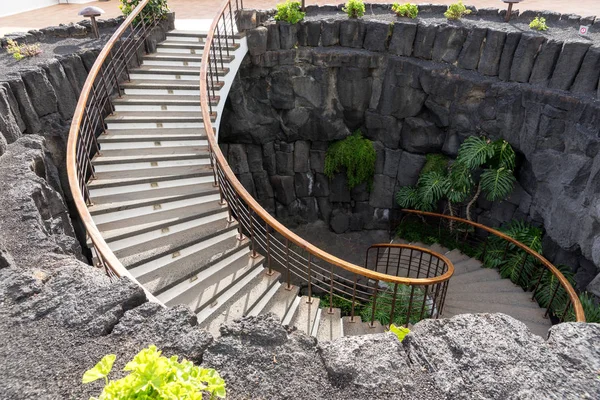 Escalera Piedra Semi Circular Hacia Abajo Metro —  Fotos de Stock