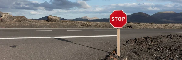 Stop Sign Side Asphalt Road — Stock Photo, Image