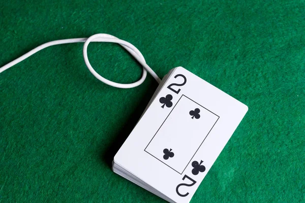 Покерні Картки Ноутбук Кабель Вузлами — стокове фото