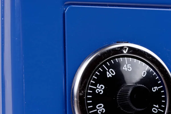 Close Up of combination safe lock from the blue safe