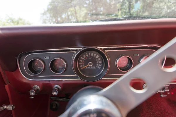 Interior View Instruments Old Red Car — Stock Photo, Image