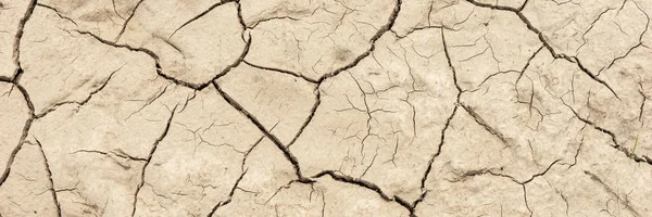 干土的全景图像 裂地的全球变暖概念 — 图库照片