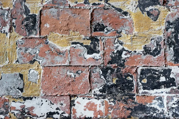 Oude Kleurrijke Versleten Bakstenen Muur Achtergrond Brick Textuur — Stockfoto