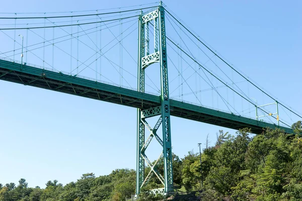 Detail of the Thousand Islands Bridge across St. Lawrence River. This bridge connects New York State in USA and Ontario in Canada