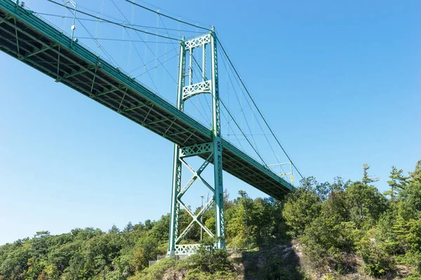 Detail of the Thousand Islands Bridge across St. Lawrence River. This bridge connects New York State in USA and Ontario in Canada