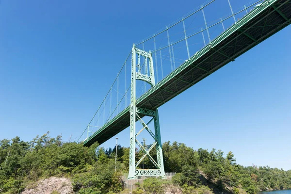 Detail of the Thousand Islands Bridge across St. Lawrence River. This bridge connects New York State in USA and Ontario in Canada