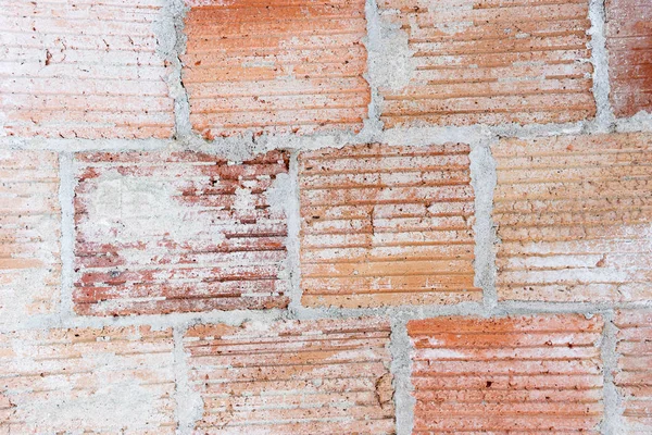 Fechar Nova Parede Tijolo Vermelho Uma Casa Recém Construída — Fotografia de Stock