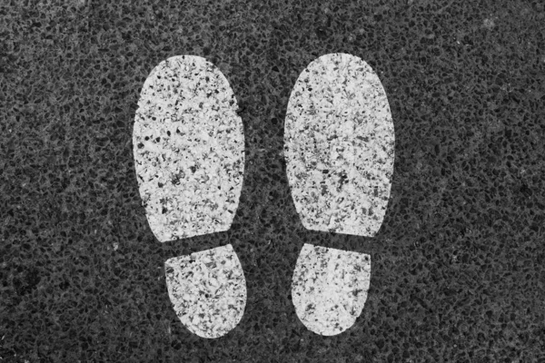 Footprint Painted Pavement Footpath Sidewalk — Stock Photo, Image