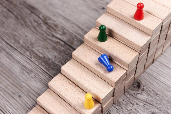 Movement Career Ladder Business Leadership Concept Wood Block Ladder Staircase — Stock Photo, Image