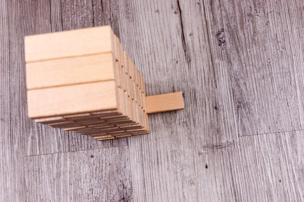 Tower Blocks Made Wooden Bricks Isolated Floor — Stock Photo, Image