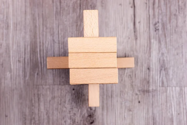 Tower Blocks Made Wooden Bricks Isolated Floor — Stock Photo, Image