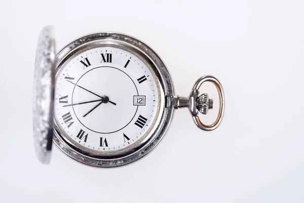 Reloj Bolsillo Analógico Antiguo Con Agujas Números Romanos Reloj Bolsillo —  Fotos de Stock