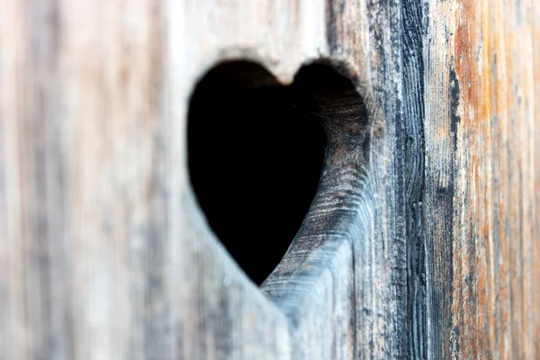 Old Wooden Door Toilet Heart Shape — Stock Photo, Image