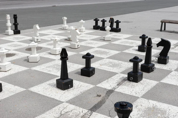 Venkovní Velké Šachy Místě Šachové Figurky Venkovní Zábava Hry — Stock fotografie