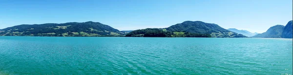 Panoramatický Výhled Krásné Jezero Mondsee Rakousku — Stock fotografie