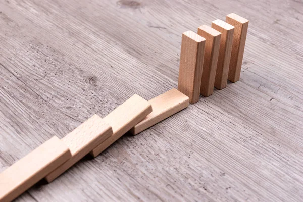 Domino Effect Wooden Toy Blocks Ground — Stock Photo, Image