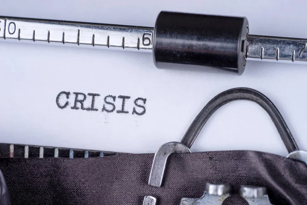 Crisis Typed White Paper Retro Typewriter — Stock Photo, Image