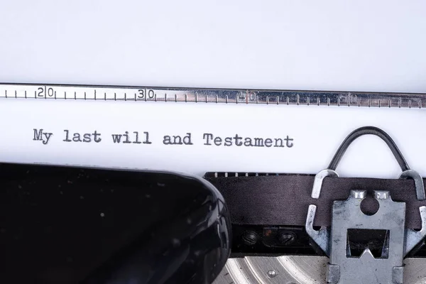 Último Testamento Testamento Escrito Máquina Escribir Manual Vintage —  Fotos de Stock