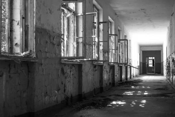 Dark Corridor Mysterious Dangerous Place Black White — Stock Photo, Image