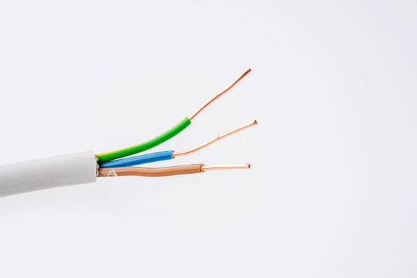 Flexibles Adriges Elektrisches Kabel Isoliert Auf Weißem Hintergrund Kupferkabel Farbiger — Stockfoto