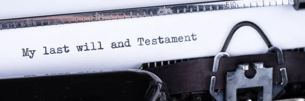 Último Testamento Testamento Escrito Máquina Escribir Manual Vintage Imagen Panorámica —  Fotos de Stock