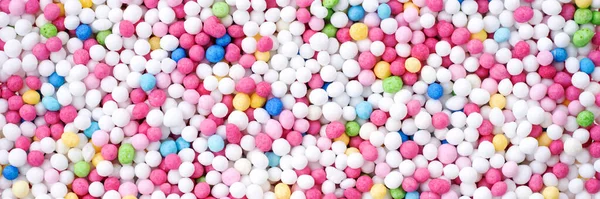 Yiyecek Dekorasyonu Için Renkli Yenebilir Şeker Incileri Panoramik Resim — Stok fotoğraf