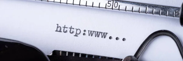 Panoramic Image Vintage Inscription Made Old Typewriter Http Www — Stock Photo, Image