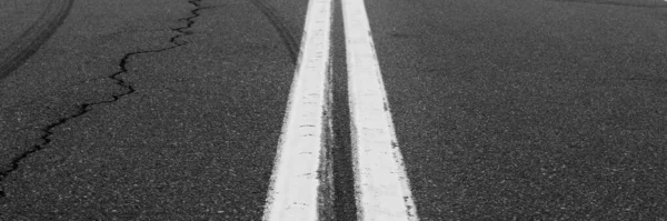 Asphalt Background Two White Road Lines Road Markings Asphalt Stock Photo