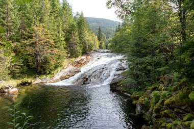Pindlerv Mln yakınlarındaki Krkonose Milli Parkı 'ndaki White Elbe nehri. Çek Cumhuriyeti