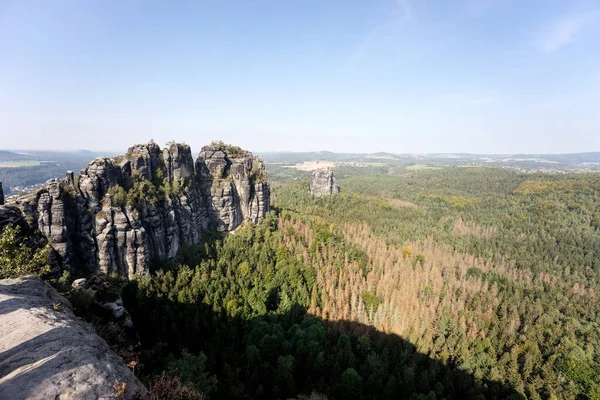 Blick Auf Den Schrammstein Der Sächsischen Schweiz Sachsen Deutschland — Stockfoto