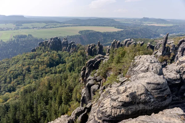 Blick Vom Schrammstein Der Sächsischen Schweiz Sachsen Deutschland — Stockfoto