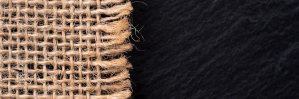 Teil Eines Sacktuchs Mit Schwarzem Hintergrund Gewebtes Knollenpanorama — Stockfoto