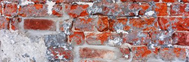 Panoramik görüntü. Eski kırmızı tuğla duvar