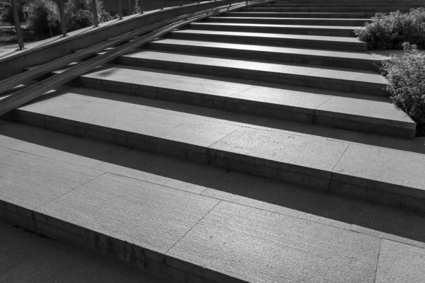 Black White Outdoor Staircase Park Perspective Stairway Top Concrete Zebra — Stock Photo, Image