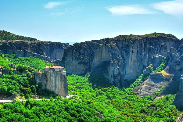Widok Klasztorów Meteora Położony Północ Grecji One Grupę Klasztorów Zbudowany — Zdjęcie stockowe