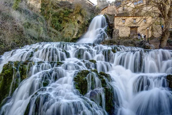 Kaskáda Orbaneja Del Castillo Burgos Španělsko Toto Město Známé Pro — Stock fotografie