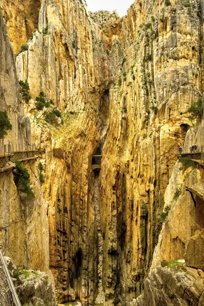 Pohled Slavné Caminito Del Rey Nachází Provincii Malaga Španělsko Dřevěná — Stock fotografie