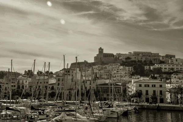 Pohled Horní Část Města Ibiza Španělsko Zimě Přístavu — Stock fotografie