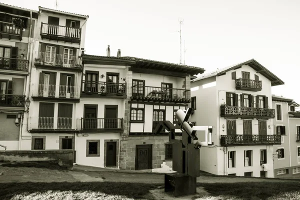 Hondarribia Blanco Negro Este Pueblo Pesquero Pertenece Provincia Gipuzkoa España — Foto de Stock