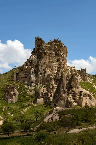 Toda Região Capadócia Pode Ser Vista Através Castelo Uchisar — Fotografia de Stock
