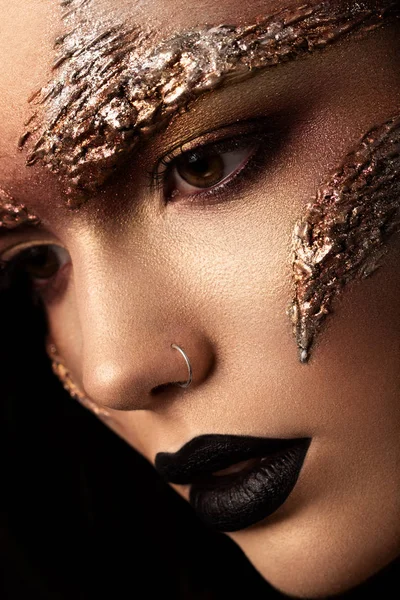 Futuristic make up. Close up portret. Macro — Stock Photo, Image