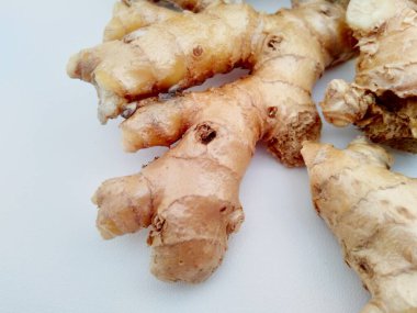 Beyaz arkaplanı olan acı bir kızıl. Zencefil ayrıca Zingiber Zerumbet, awapuhi, şampuan zencefil, lempuyang ve kozalak zencefili olarak da bilinir. Gıda tatlandırıcı ve çeşitli mutfaklarda aperatif olarak kullanılır.