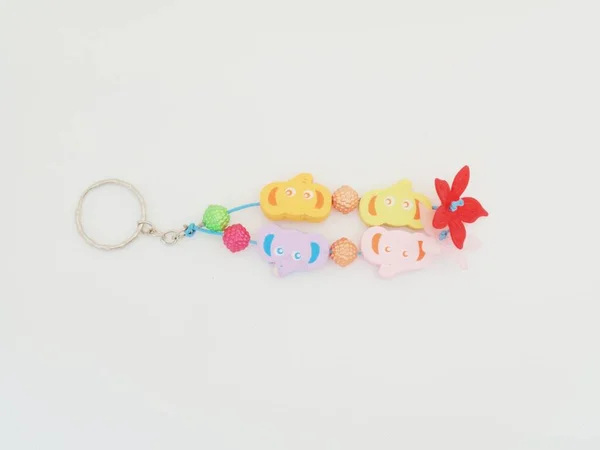 Cute Full Color Key Chain White Background — Stock Photo, Image