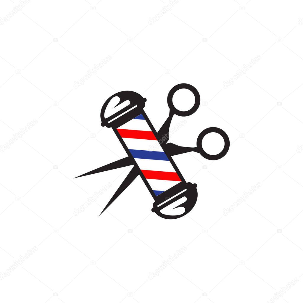 Red Blue Barber shop lamp logo design vector template