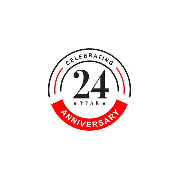 24Th Ano Celebrando Aniversário Logotipo Modelo Design — Vetor de Stock