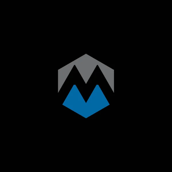 M文字初期ロゴデザインベクトルテンプレート — ストックベクタ