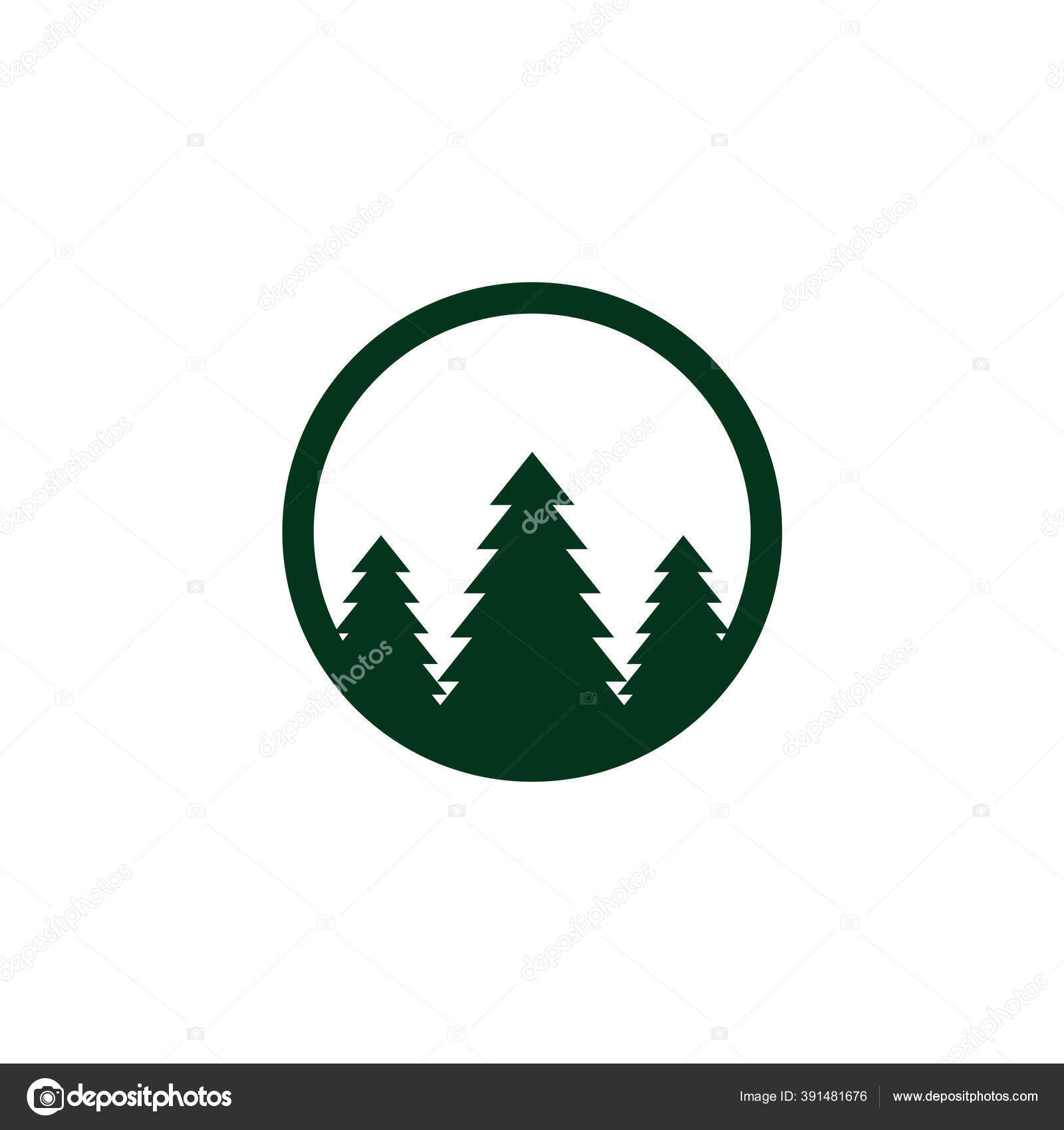 Templat Desain Logo Pohon Pinus Stok Vektor C Doublerdesign 391481676