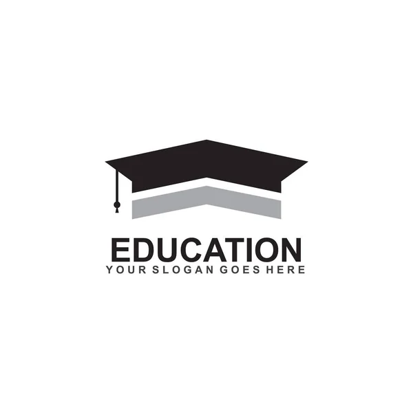 Bildung Logo Design Mit Bachelor Hut Symbol Vorlage — Stockvektor