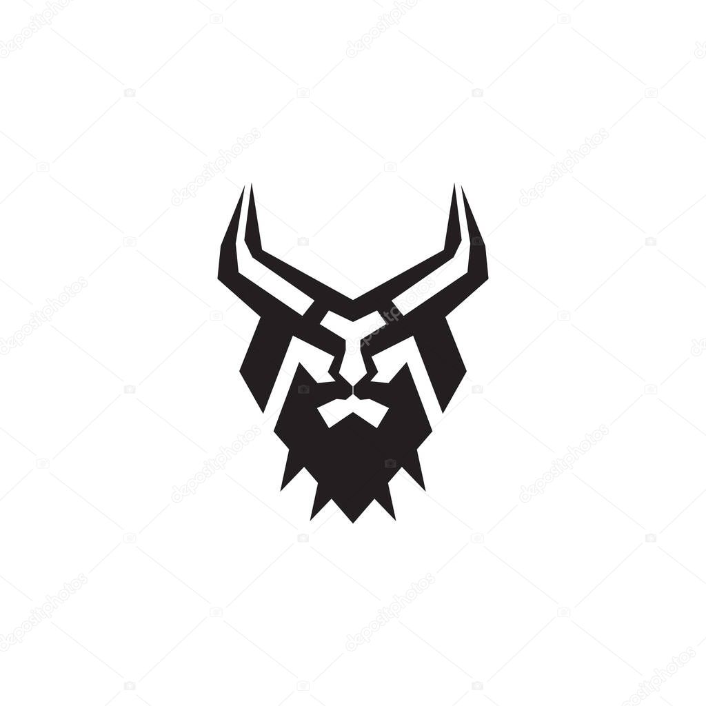 Viking head helmet vector logo design template